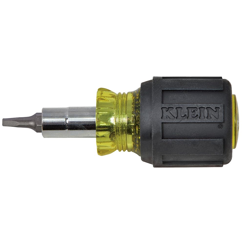 Stubby Multi-Bit Screwdriver and Nut Driver, #1 and #2 Square Recess, 3/16-Inch Slotted, #2 Phillips, 1/4-Inch and 5/16-Inch Nut Drivers Klein Tools 32562