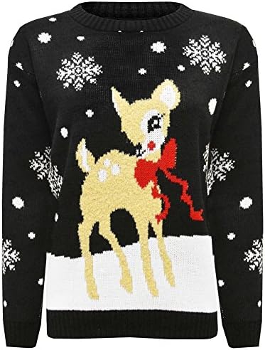 FK Styles Womens Rudolph Reindeer Print Snowflake Christmas jumper