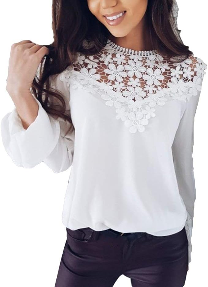 Camicia Donna In Chiffon Con Scollo A V E Maniche A Bolla - Elegante E Casual | Poliestere E Elastan - Foto 5