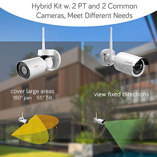 [Pan Tilt & Expandable] xmartO Hybrid Wireless Security Camera System with 8CH NVR, 2Pcs Wireless PT Cameras (Built-in Audio), 2Pcs Fixed-Angle WiFi Bullet Cameras (Audio Compatible), No HDD - Thumbnail 4