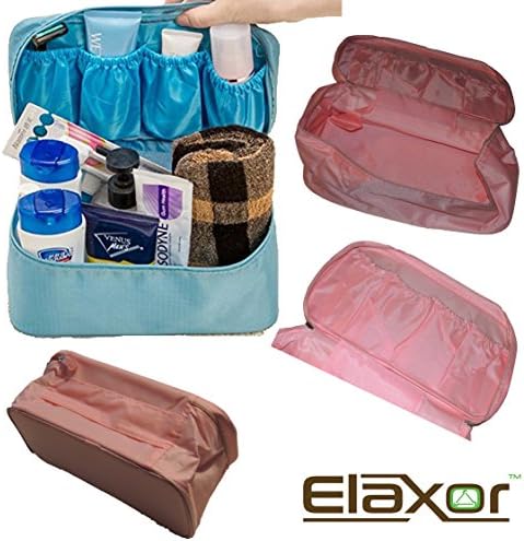 Elaxor Travel Multi Purpose Organizer / Underwear Pouch / Underwear Organizer / Multi-use Pockets Travel Bag Organizer / Cosmetic Travel organizer (Light Pink)