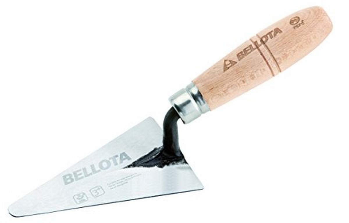 Rounded tip triangular forged pointing trowel with beech wood handle 125 x 75 mm