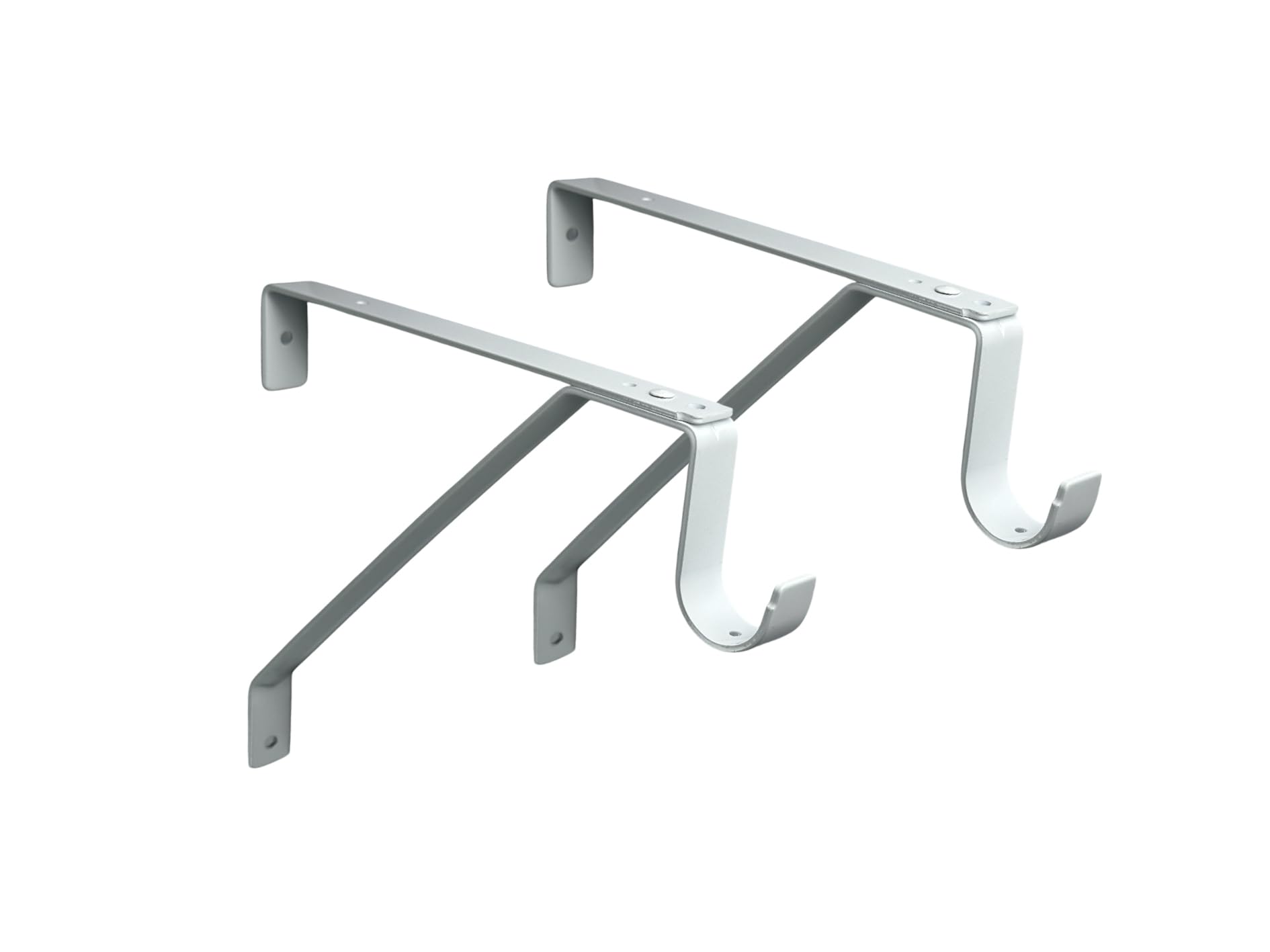 Photo 1 of QCAA Heavy Duty Adjustable Shelf Rod Support Bracket for 3/4" Wall Cleat, Powder Coated White, 2 Pack, Made in Taiwan