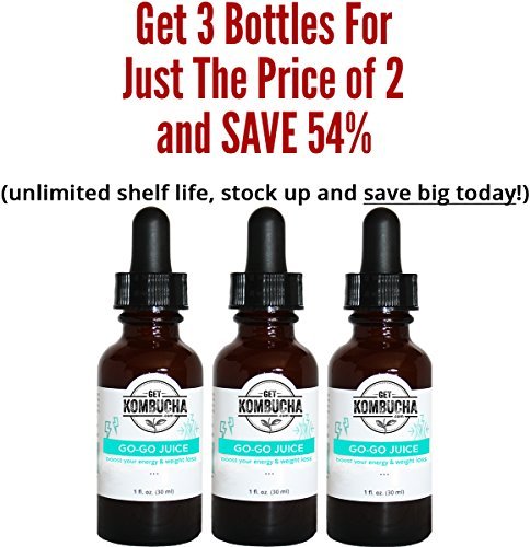 Go Go Juice Adaptogenic Tonic - Liquid Herbal Energy and Support with Organic Kombucha Tea Extract (1-2 Month Supply) 1oz, Money-back Guarantee (3)