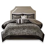 Comfort Spaces King Size Comforter Set - 5-Piece - Charlize King Jacquard Comforter Set - Black and Gold - King/Cal-King Size