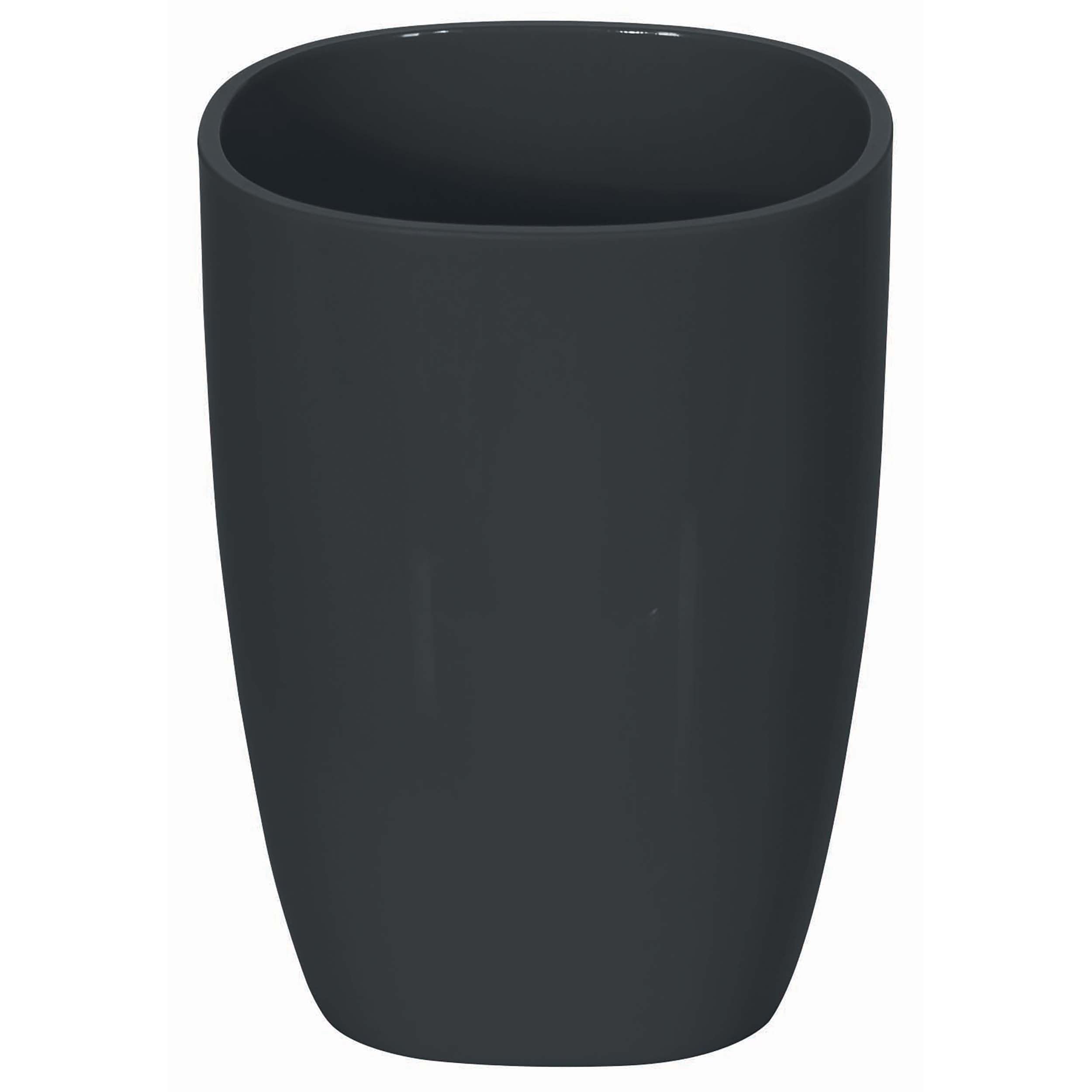 Spirella Pure Toothbrush Holder Bathroom Accessories, Polystyrene, 10 x 7.5 x 7.5 cm, Polystyrene, Black, 10 x 7.5 x 7.5 cm