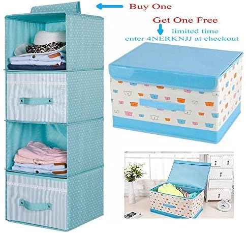 Hanging organizer, Xzeit Ultra Sturdy Shool College Hanging Closet with 4-shelf and 1 Drawer, Thick Wooden Boards , Suit for Clothes Sweaters Shoes Organization (green)