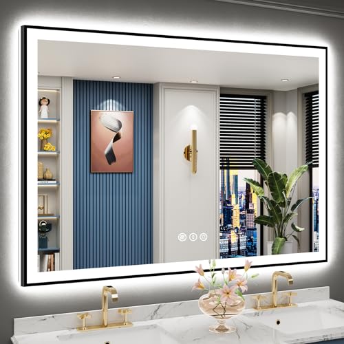 AWANDEE Black LED Bathroom Mirror