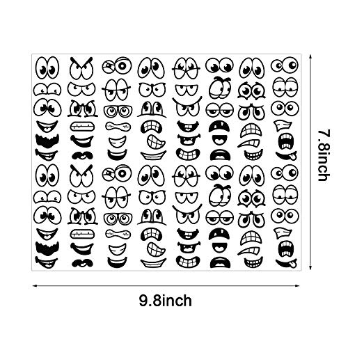 16 Sheets Halloween Stickers Black White Eye Nose Mouth Cartoon
