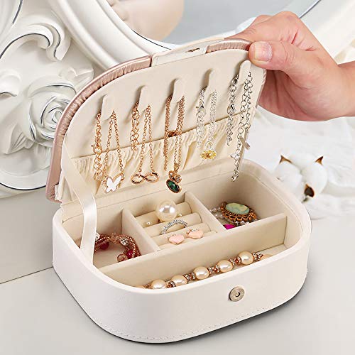 aeepd Jewellery Box Organizer Travel PU Leather Portable Storage Case for Rings, Earring, Necklaces- Great Gift for Girl Women