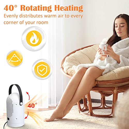Small Space Heater Quiet 400W Portable Electric Heater Energy Efficient