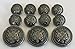 11 Pieces Antiqued Black Silver Metal Blazer Button Set - Crown Phoenix - for Blazer, Suits, Sport Coat, Uniform, Jacket