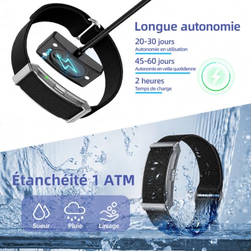 Moikmlih Fitness Tracker​, IP68 Bracelet Santé Connectée, Homme Femme | 160+ Sportifs, Rapport Santé l'IA, Surveillance 24h-Tension Artérielle/Fréquence Cardiaque/SpO2/Stress/Sommeil, APP Gratuite