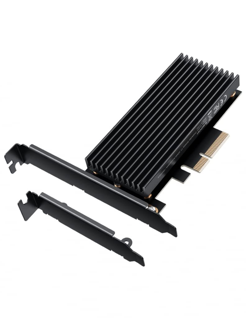GRAUGEAR M.2 PCIe 4.0 Adapter Card for NVMe SSD, M-Key, Large Aluminum Heatsink, Supports 2280/2260/2242/2230, High & Low Profile Slot Bracket