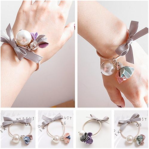 Casualfashion 300Pcs Korean Sweet Pearls Hair Ties Elastic Floral Bow-knot Hair Elastics Band Accessories for Women…