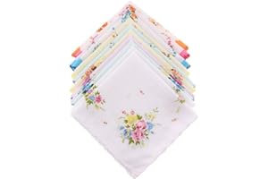 Handkerchiefs For Women, 10pcs Womens Vintage Floral Print Cotton Handkerchief Hanky Bulk Set