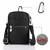 Utility Gadget Pouch RFID Blocking Passport Phone Waist Pack with Locking Carabiner 3 Way Water Resistant