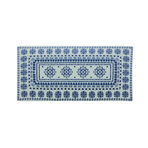 Fitz & Floyd IG31243 Blue Antico Rectangular Platter-17"x 8" Serving, White/Blue - Thumbnail 2