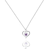 Babigo S925 Jewelry Necklace for Women,Forever Love Pendant Necklace， Wedding Anniversary, Birthday Mothers Day Gifts for Mom, Girlfriend Necklaces(Silver Purple Love Pendant)