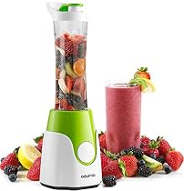 Gourmia GPB250 Personal Home Blender - BlendMate Smoothie Plus Edition - with Travel Sport Bottle Lid and Dual Action Blade 250W - Green - Free E-Recipe Book Included
