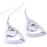 20pcs Stainless Steel Triangle Earring Base 8mm 10mm Round Cameo Cabochon Bezel Setting Blanks DIY Ear Hooks findings (10mm)
