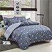 3 Pieces Duvet Cover Set Blue Gray with White Triangles - Ultra Soft and Easy Care Design Summer Bedding Duvet Cover King Size 102x90+ 2 Pillow Shams- 800 TC with Zipper Closure 4 Corner Ties