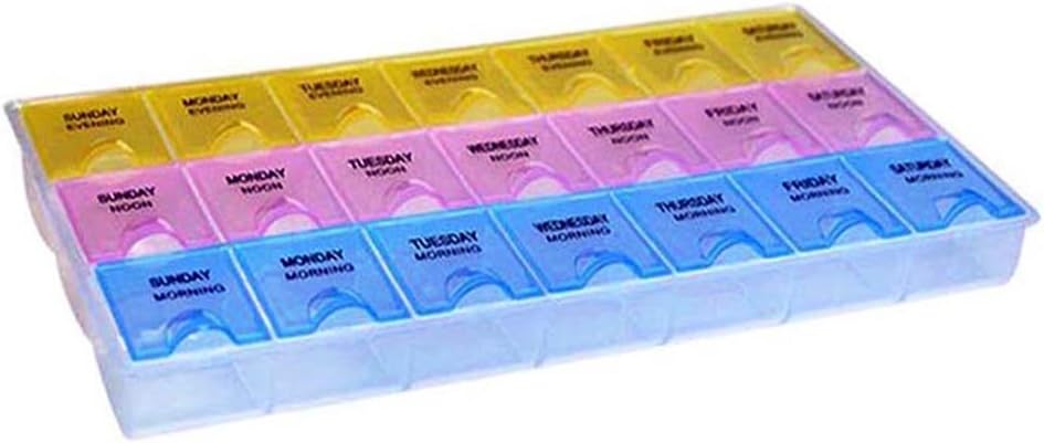 XIHAA 21 rejillas 3 colores semanales 7 días pastillas caja de