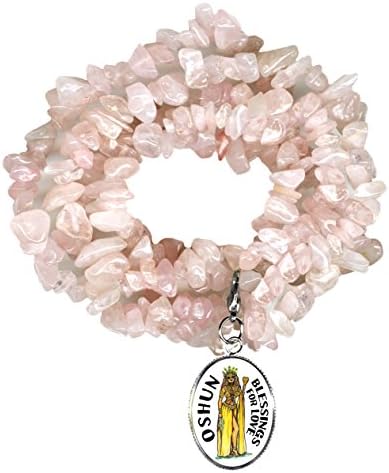 My Altar Oshun Orisha for Blessings of Love Rose Quartz Gem Wrap Bracelet