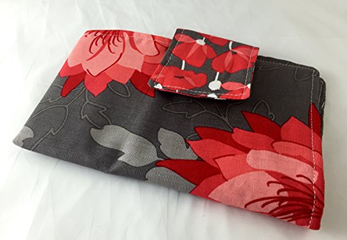 Privacy Pouch -Tampon and Sanitary Pad Case Holder - Riley Blake Desert Bloom Main in Grey and Red