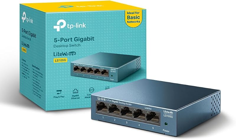 TP-Link LS105G 5 Port Gigabit Switch Metal Case Energy Saving Plug and Play
