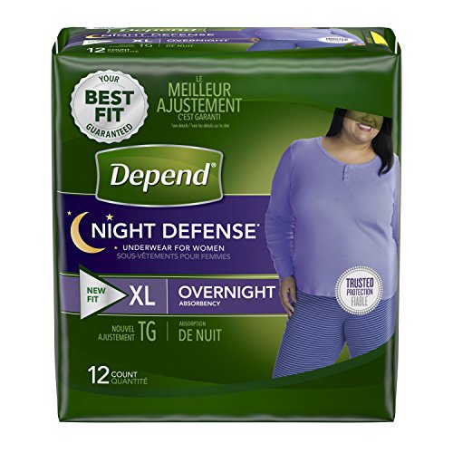Depend Night Defense Incontinence Overnight Underwear for Women, XL, 12Count, Packaging May Vary