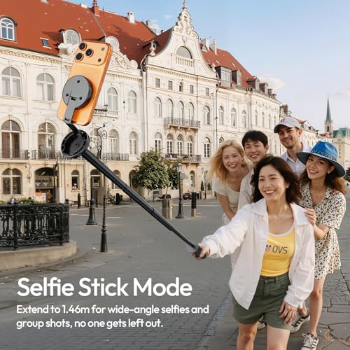 ULANZI Magnetic Phone Tripod, MT85 Auto Open Tripod with Enhanced 4-Leg, 60'' Selfie Stick Extendable Phone Stand, for Content Creation/Vlog, Compatible with iPhone 17/16/15/14/13/12 (Black)