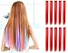 OneDor 23 Inch Colored Party Highlights Straight Hair Clip Extensions, Heat-Resistant Synthetic Hair Extensions in Multiple Colors (10 Pcs Red)