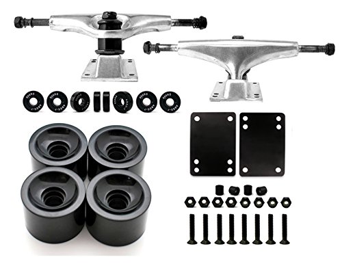 image for VJ Skateboard Truck and Wheel, 5.0 Skateboard Trucks (Silver) w/Skateb