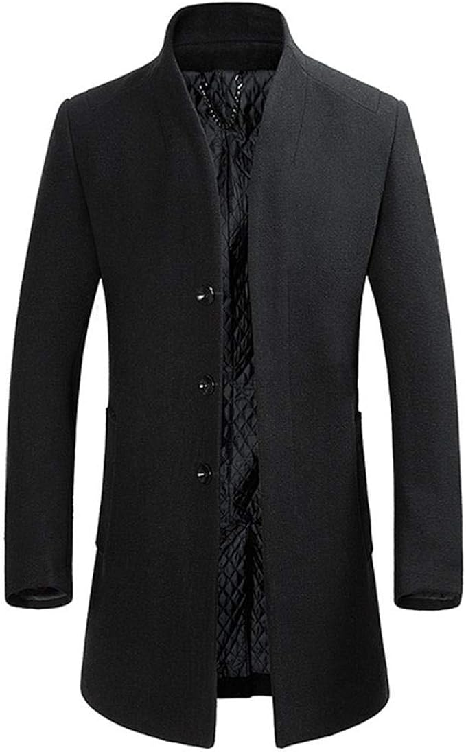 2020 Autumn Winter Men S MidLength Solid Color Slim Coat Wool Coat