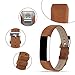 iGK Leather Replacemnt Bands Compatible for Fitbit Alta and Fitbit Alta HR, Genuine Leather Wristbands with Stainless Steel Buckle Brown