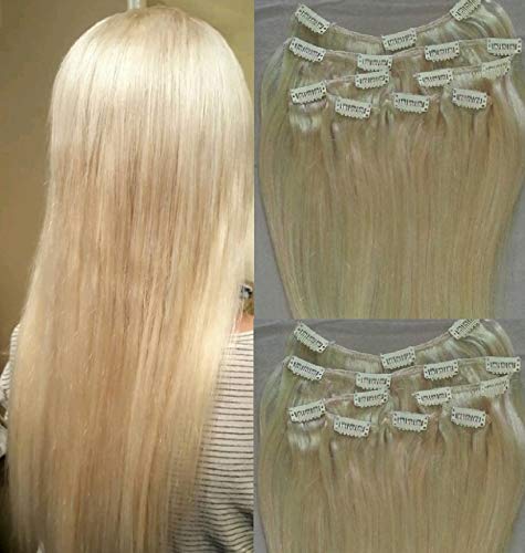Full Head 20 100 Remy Human Hair Extensions 7pcs Clip In 613