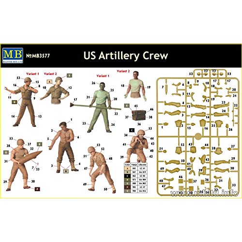 Master Box WWII US Artillery Crew (6) Figure Model Building Kits (1:35 Scale)