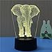 TTqp 3D LED Desk Table Elephant Night Light Lamp 7 Color Touch Lamp Kiddie Kids Children Family Home Office Childrenroom Theme Decoration Two Patterns: Elephant + Christmas Tree