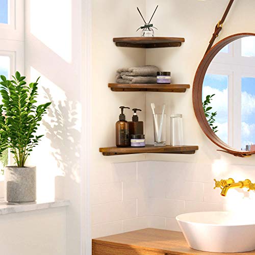 Corner Shelf, 10inch Oak Solid Wood Floating Shelf Display Shelf Round