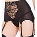 Estanla Women's Sexy High-waisted Hollow-out Lace Garters (Medium,Black)