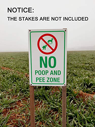 2 Pack No Pee And Poop Zone Dog Yard Sign Large 12x8 Inch Dibond 