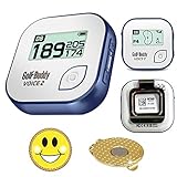 GolfBuddy Voice 2 Golf GPS/Rangefinder Bundle With Magnetic Hat Clip Ball Marker (Smiley Face)