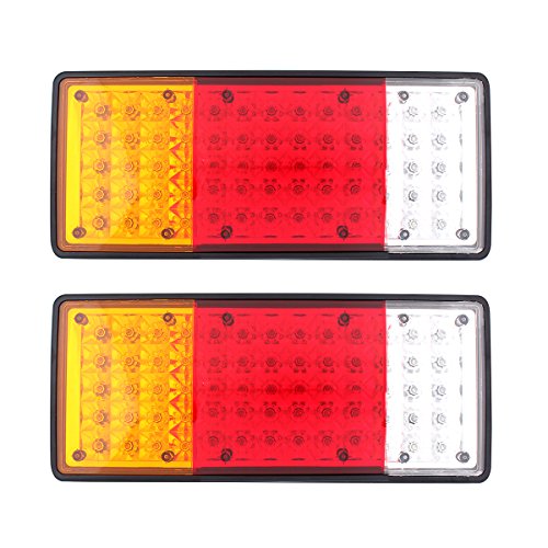 Wisamic 12V 65Pcs LED Waterproof Tail Lights Bar Truck Trailer Signal Light with Stop/Turn/Brake, Tail Lights for Truck, Camper, Utes, Boat, Caravans-2 Pack