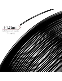 TIANSE, filamento para impresora 3D PLA, color negro, 1,75 mm, precisión dimensional +   0,03 mm, carrete de 2,2 libras