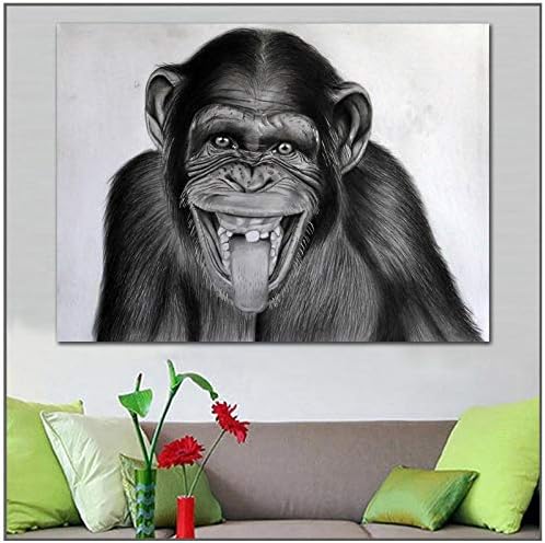 Printing Painting Art Monkeys Chimpanzee Black and White Picture Home Decor Living Room Modern Canvas Print Paintings-60x80cm-No Frame