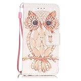 Urberry Iphone 7 Wallet Case, Pink Owl Print Case for Iphone 7, Shock-proof Case with a Free Screen Protector