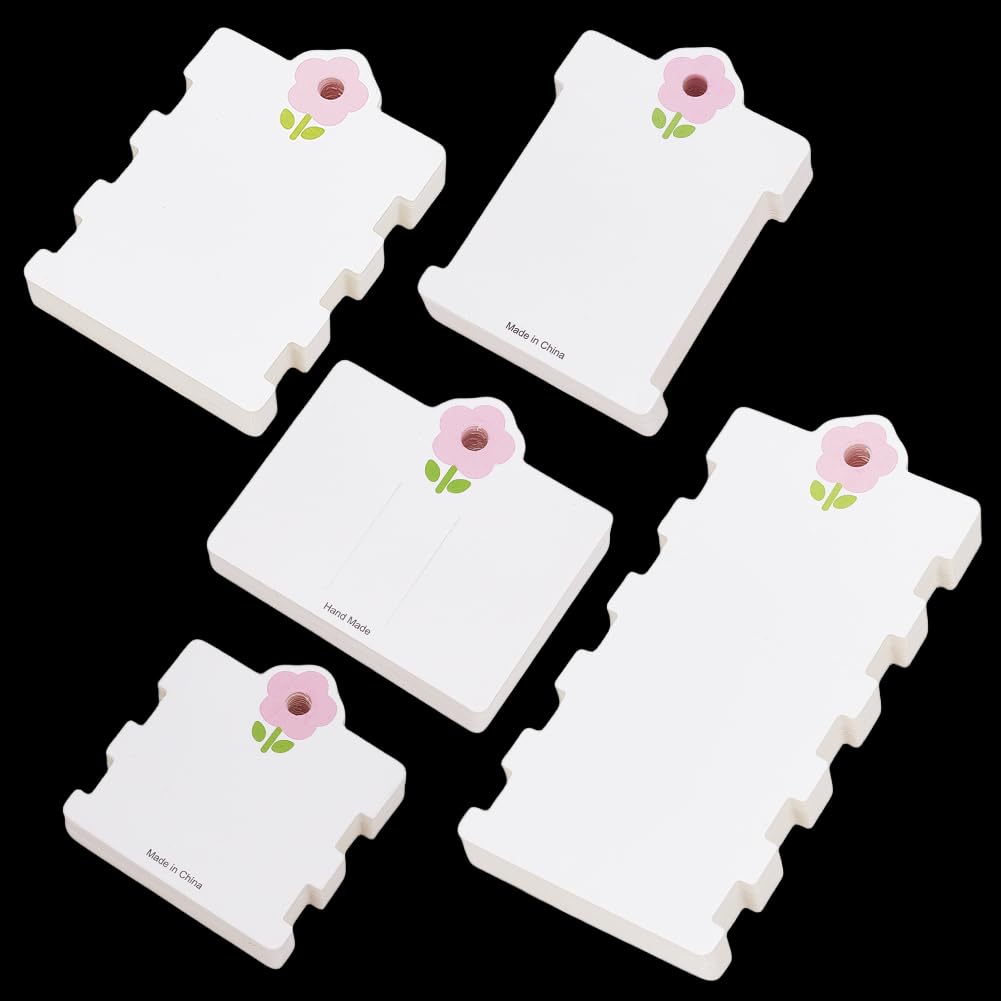 DELORIGIN 150Pcs Hair Clip Display Cards - 5 Styles Hair Barrettes Holder - White Cardboard Clip Collecting Accessories