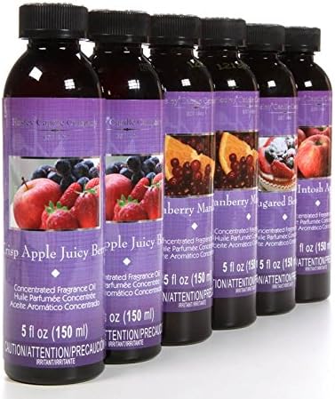 Aromatherapy Hosley Assorted Fruit Scented Warming Oils, Box of 6 - Cranberry Mandarin, Sugared Berries, Macintosh Apples, Apple Juicy Berry. Ideal GIFT for weddings, spa, Bathroom settings O9