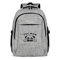 UYIQWCDFPK Pug Mom Pug Puppies Travel Laptop Backpack for Men Women Business Backpack with USB Charging Port Fun Diaper Backpack